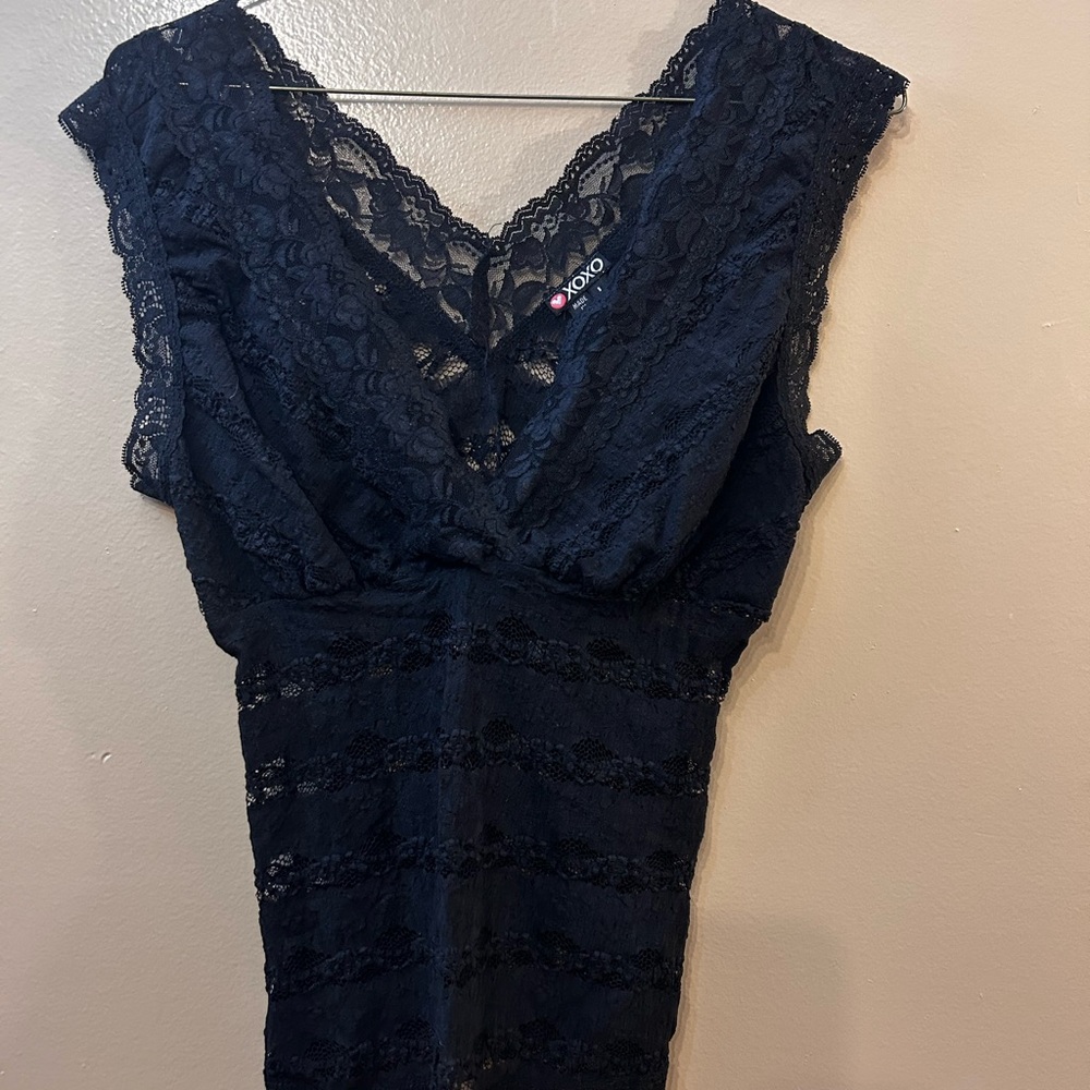 XOXO Black Lace V-Neck Lace Top